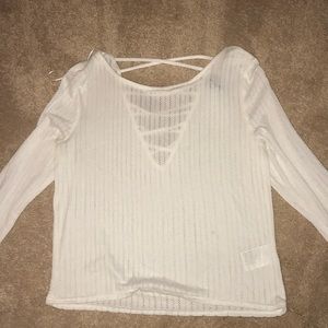 Patterned white long sleeve shirt